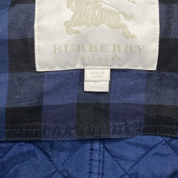 Lk NEW BURBERRY KIDS navy blue quilted jacket coat w/hood size 8 - Picture 8 of 9